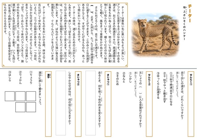 チーターのプリント見本